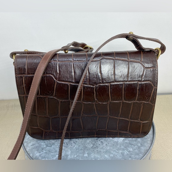 Brahmin Bags Brahmin Vintage Brown Flap Fauxcroc Embossed Crossbody Bag Poshmark
